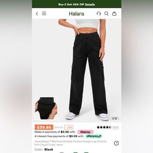 NWT Halara Mid Rise Multiple Pockets Straight Leg Stretchy Casual Cargo Jean